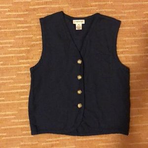 Navy blue vintage linen vest/top - Size XS